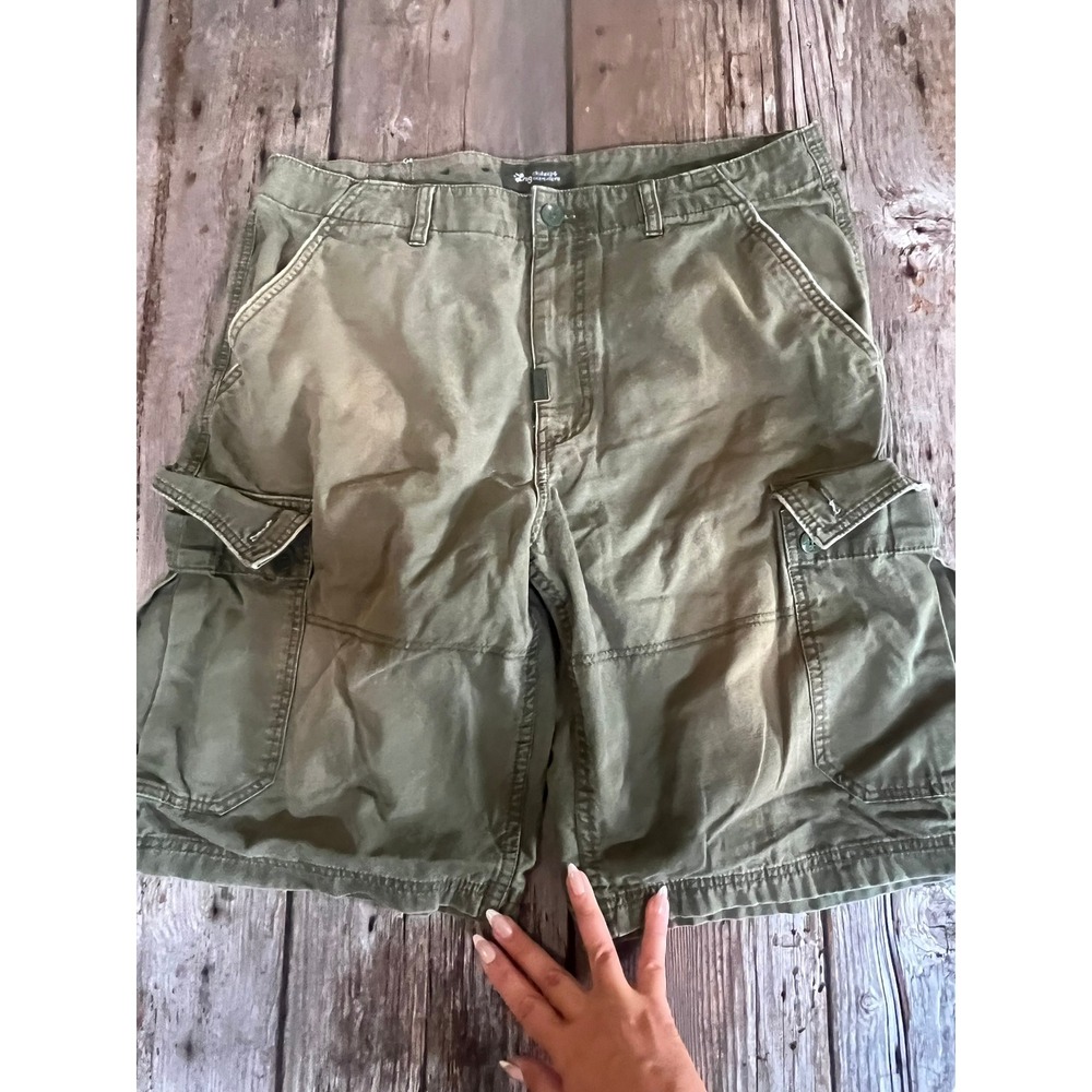 LRG Clothing Equipment Mens Cargo Shorts Olive Green Size 36 Relaxed Fit Utility